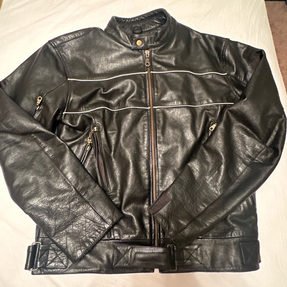 VINTAGE Echtes Leder Leather Motorcycle Jacket German No Size L-XL - Picture 1 of 8